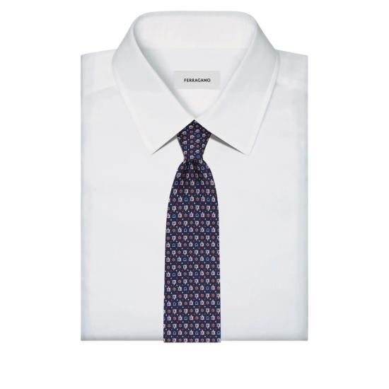 25FW 살바토레 페라가모 넥타이 351289 0785389 BL RO BLUE RED - SALVATORE FERRAGAMO