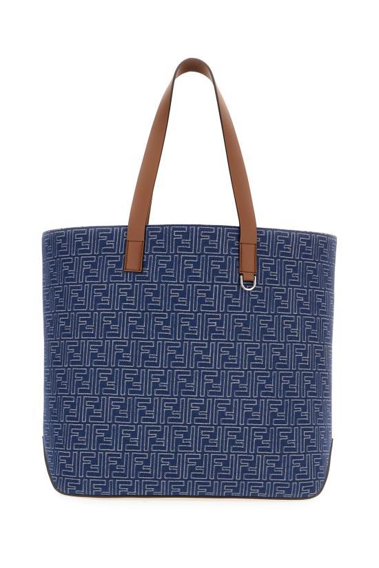 25SS 펜디 FF 패브릭 미디움 쇼핑백 7VA657AUGO F1SCG BLU DENIM