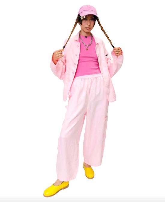  밀스 크롭 팬츠 식사 FDA 셰프 팬츠 버블검 리넨 - MEALS