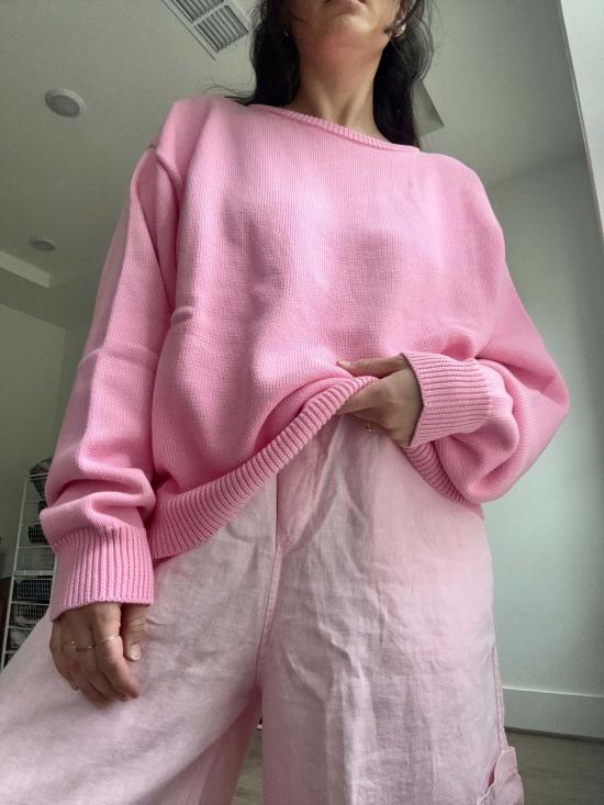  밀스 크롭 팬츠 식사 FDA 셰프 팬츠 버블검 리넨 - MEALS