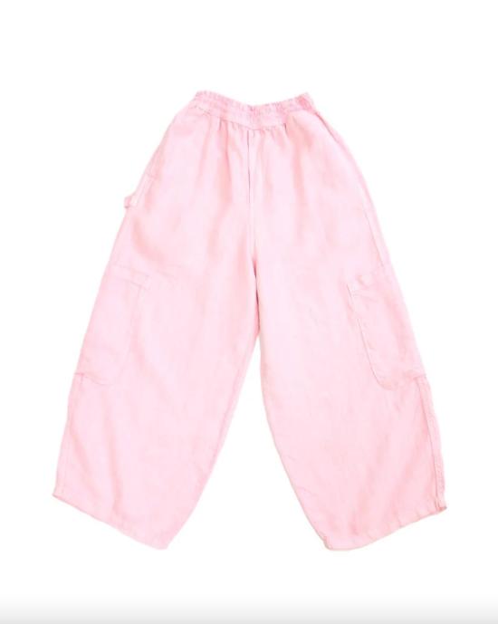  밀스 크롭 팬츠 식사 FDA 셰프 팬츠 버블검 리넨 - MEALS