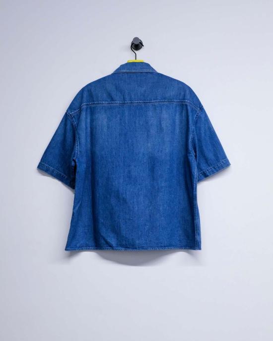  로에베 반팔 셔츠 데님 반팔  라이트 블루 - LOEWE