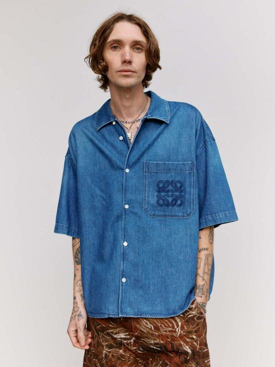  로에베 반팔 셔츠 데님 반팔  라이트 블루