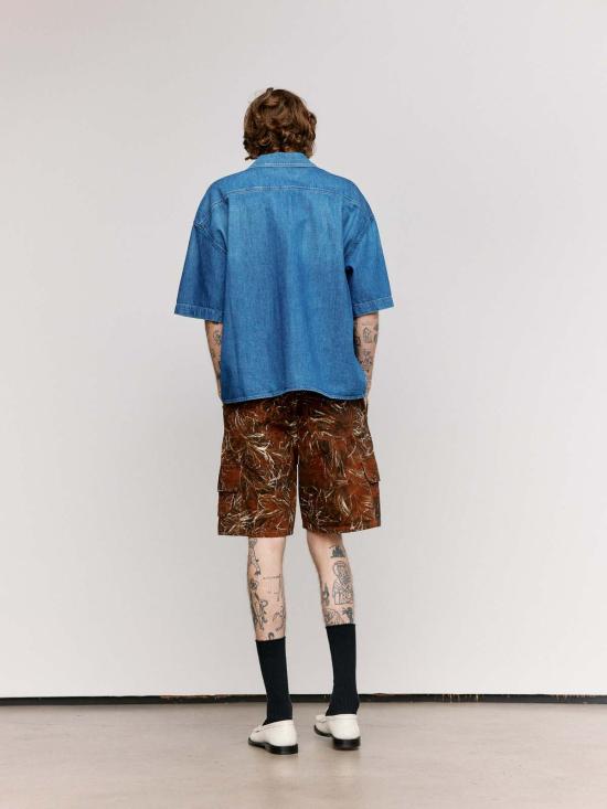  로에베 반팔 셔츠 데님 반팔  라이트 블루 - LOEWE