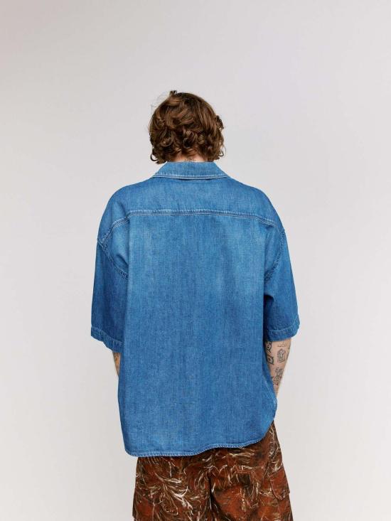  로에베 반팔 셔츠 데님 반팔  라이트 블루 - LOEWE