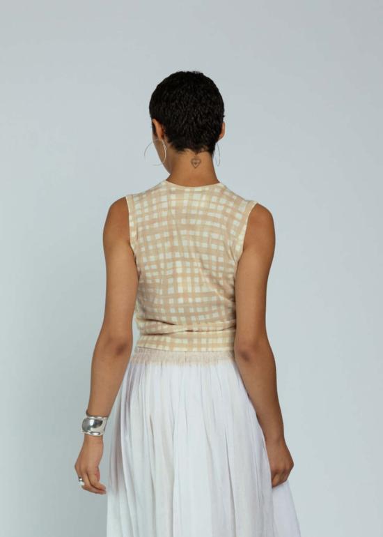  MJ 왓슨 민소매 티셔츠 엠제이 왓슨 슬리브리스 탑 오트 체크 - MJ. WATSON