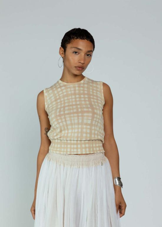  MJ 왓슨 민소매 티셔츠 엠제이 왓슨 슬리브리스 탑 오트 체크