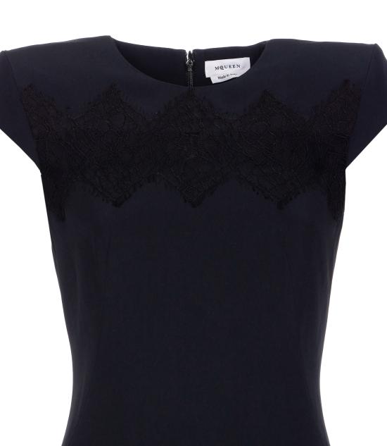 25FW 알렉산더 맥퀸 미디 원피스 830138 QEAAA1000 Black - ALEXANDER MCQUEEN