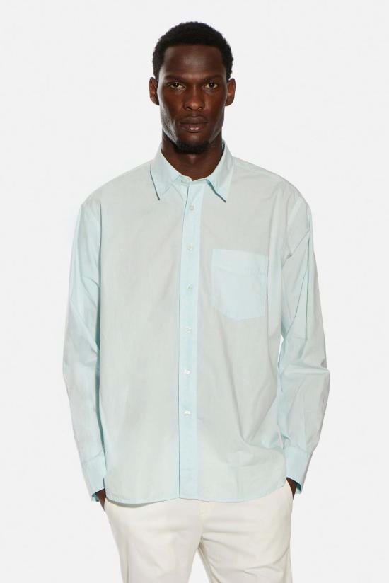  아스페시 긴팔 셔츠 크링클 팝린  터키석 - ASPESI