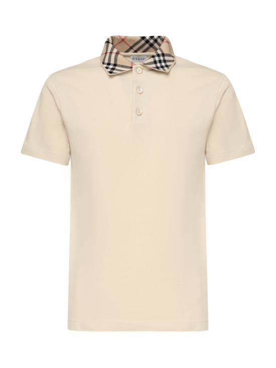 25FW 버버리 체크 칼라 코튼 폴로 셔츠 8103864 C1740 Beige