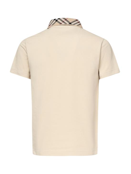 25FW 버버리 체크 칼라 코튼 폴로 셔츠 8103864 C1740 Beige - BURBERRY