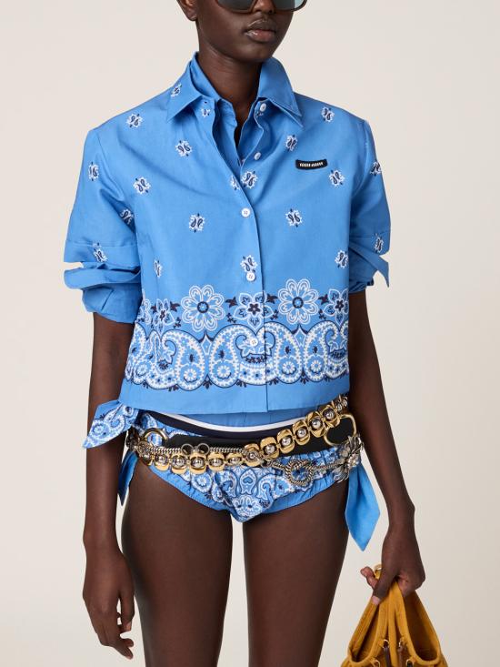 25FW 미우미우 블라우스 MK1951SOOO 17XX F061M AZZURRO BIANCO - MIU MIU