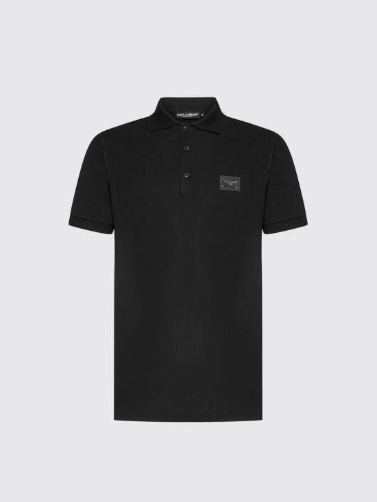 25FW 돌체앤가바나 로고 태그 코튼 폴로 셔츠 G8PL4TG7F2H N0000 Black