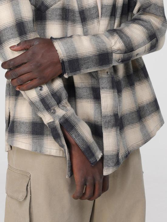  그렉로렌 긴팔 셔츠 GM137 BLACK WHITE Black - GREG LAUREN