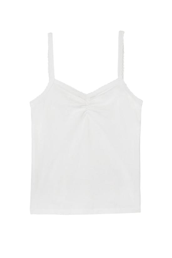  아모 데님 민소매 티셔츠 스캘럽 니트 캐미솔