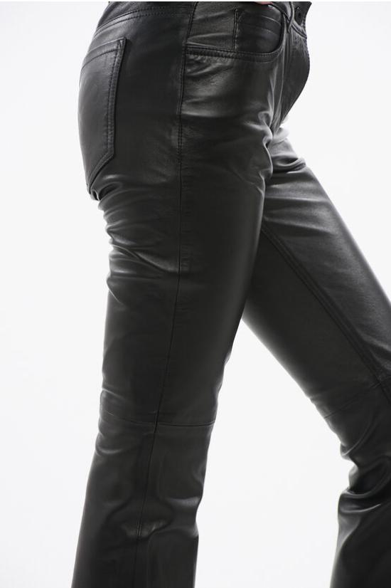  오프화이트 가죽 팬츠 OWJB036F23 LEA001 1010 Black - OFF WHITE