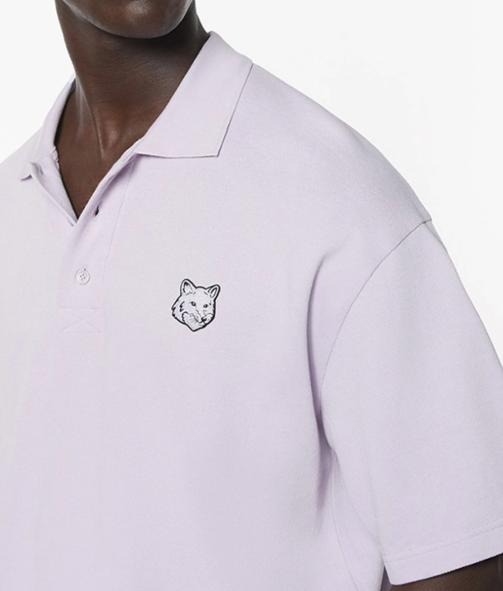  메종키츠네 볼드 폭스 헤드 패치 오버사이즈 폴로 티셔츠 MM00202KJ70100173 SOFT MAUVE DOM - MAISON KITSUNE