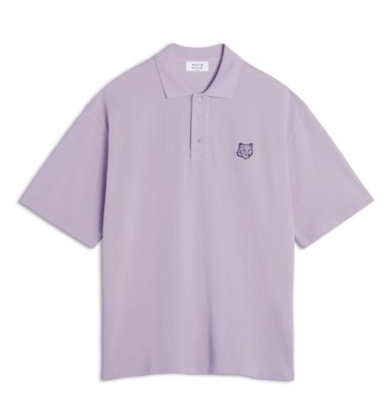  메종키츠네 볼드 폭스 헤드 패치 오버사이즈 폴로 티셔츠 MM00202KJ70100173 SOFT MAUVE DOM - MAISON KITSUNE