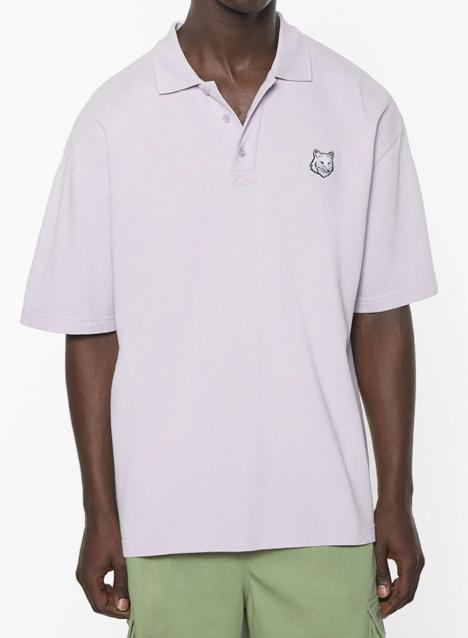  메종키츠네 볼드 폭스 헤드 패치 오버사이즈 폴로 티셔츠 MM00202KJ70100173 SOFT MAUVE DOM - MAISON KITSUNE