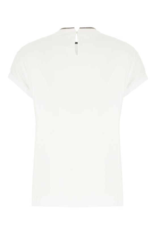 26SS 브루넬로 쿠치넬리 콘트라스트 트림 코튼 티셔츠 M0T18BD200 C159 Bianco - BRUNELLO CUCINELLI