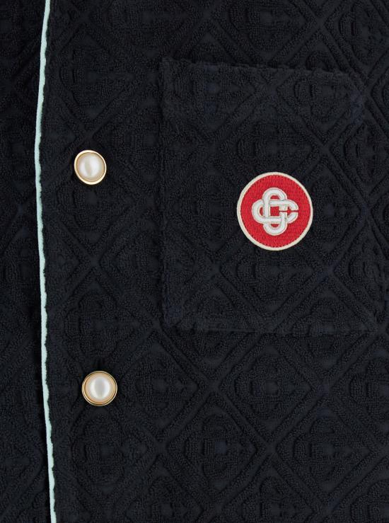 25FW 카사블랑카 반팔 셔츠 MPF25SH08502MONOGRAMTOWELLING Black - CASABLANCA