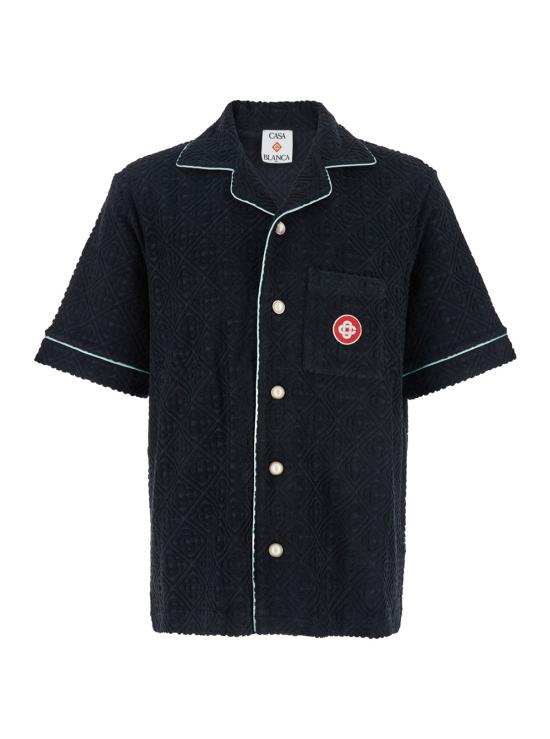 25FW 카사블랑카 반팔 셔츠 MPF25SH08502MONOGRAMTOWELLING Black
