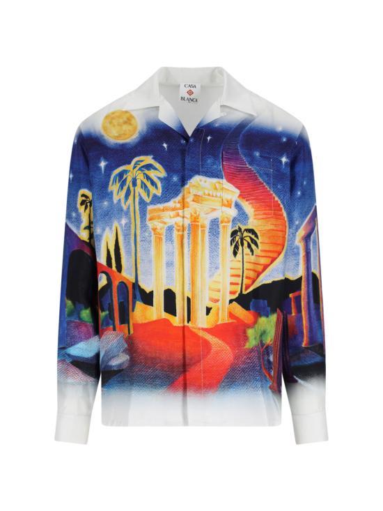 24FW 카사블랑카 긴팔 셔츠 U MPS25 SH 006 01 MIDNIGHT ACROPOLIS MultiColour