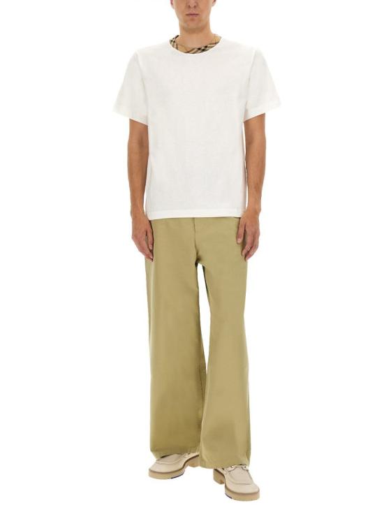 25FW 버버리 체크 트림 코튼 티셔츠  8110100 B7078 WHITE - BURBERRY