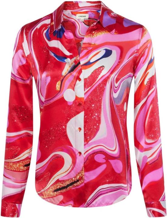  라장스 셔츠 L'agence Tyler 실크  핑크 멀티 타이 다이 스월