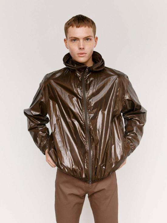  가브리엘라 콜 가먼츠 가죽 자켓 216호 나일론 테크니컬 후드 재킷