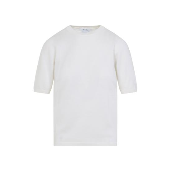 25FW 막스마라 GERICO 버진울 반소매 니트 탑 2521366161600 12022 001 BIANCO - MAX MARA