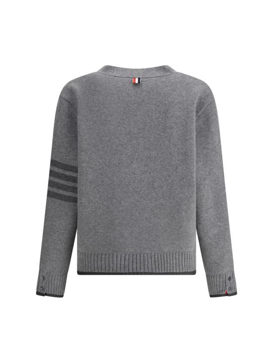 25FW 톰브라운 4바 밀라노 스티치 브이넥 메리노 울 가디건  MKC608AY1029 055 GREY - THOM BROWNE