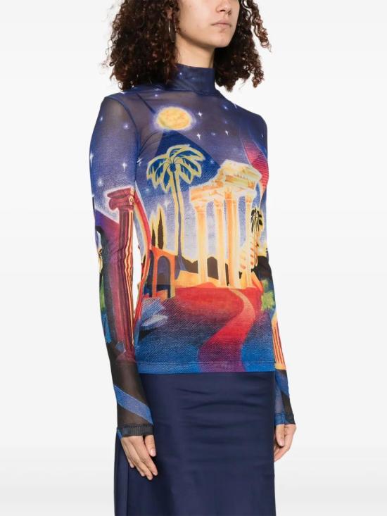 25SS 카사블랑카 긴팔 티셔츠 WPS25JTP028 MIDNIGHT - CASABLANCA