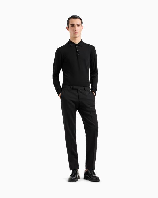 25FW 엠포리오 아르마니 폴로 티셔츠 8N1F43 1M67Z 0999 Black - EMPORIO ARMANI