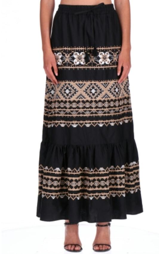 25SS 에르마노 피렌제 미디 스커트 D46EO018EN2 MF644 Nero cammello