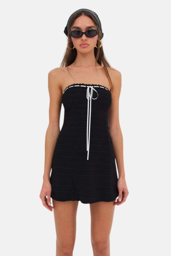  포러브앤레몬스 숏 원피스 포 러브 앤 레몬스 메이페어 크로셰 미니 드레스 블랙