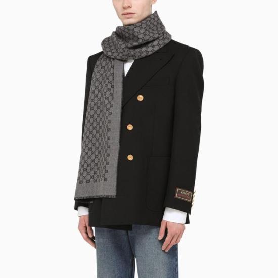 26FW 구찌 GG 자카드 울 머플러 391246 4G200 1160 DGRAY DOM - GUCCI