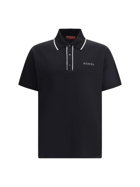 26SS 구찌 자수 코튼 피케 폴로 셔츠  806250XJHHO 1043 Black