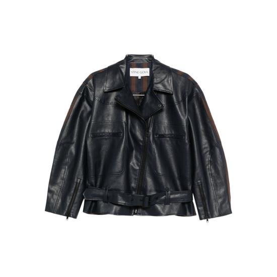 25FW 스티네 고야 바이커 자켓 SGJ043 2387 MISTR BLUE BROWN