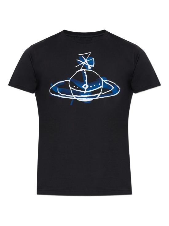 25FW 비비안웨스트우드 페루 드론 ORB 티셔츠 3G01003X J001MN401 Black