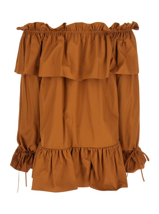 25SS 생로랑 숏 원피스 820312Y3A992498 Brown - SAINT LAURENT