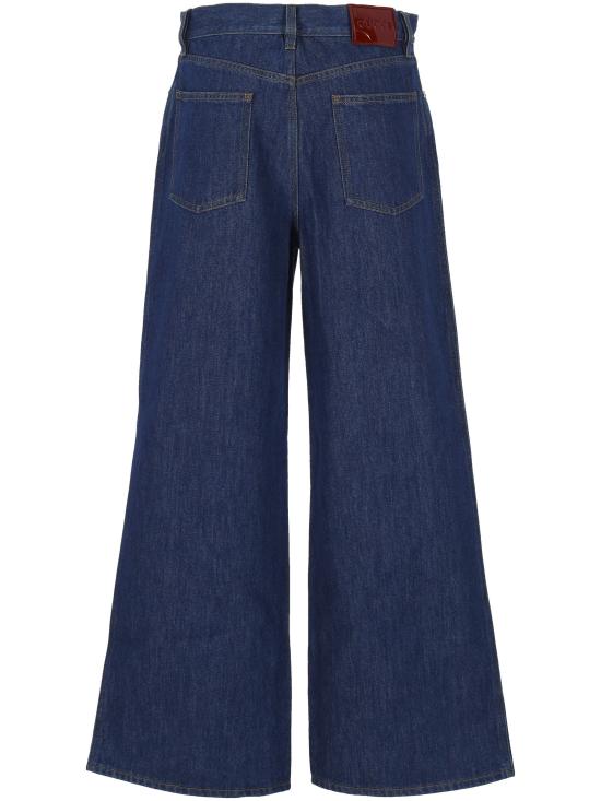 25SS 구찌 백 로고 패치 와이드 데님 데님 팬츠 816971 XDC5F4100 DARK BLUE BL - GUCCI