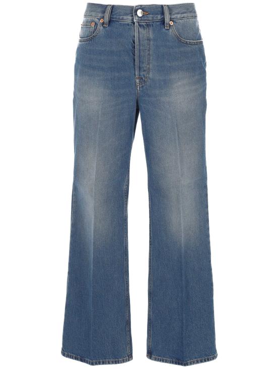 25SS 구찌 플레어 크롭 데님 팬츠 817989 XDC8T4011 WASH DENIM BLUE