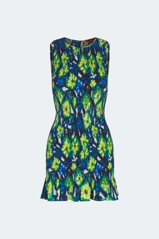  사이먼밀러 숏 원피스 사이먼 밀러 벨 스모크 미니 드레스 추상 플로럴 - SIMONMILLER