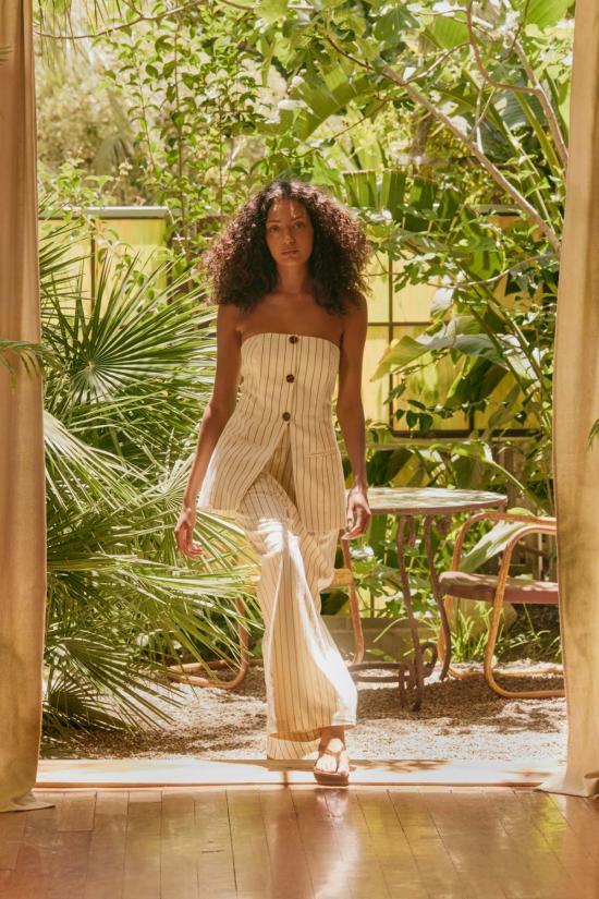  사이먼밀러 스트레이트 팬츠 사이먼 밀러 블루 리넨 팬츠 크림 핀스트라이프