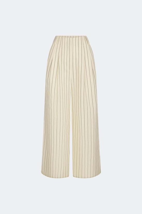  사이먼밀러 스트레이트 팬츠 사이먼 밀러 블루 리넨 팬츠 크림 핀스트라이프 - SIMONMILLER