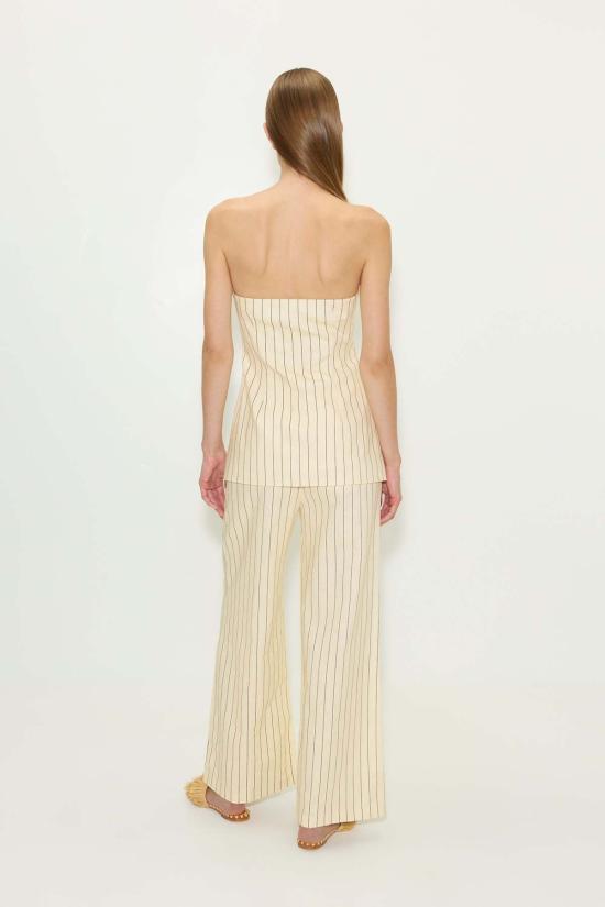  사이먼밀러 스트레이트 팬츠 사이먼 밀러 블루 리넨 팬츠 크림 핀스트라이프 - SIMONMILLER