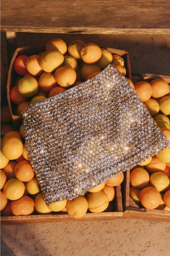  EMBELLISHMENT 숏 스커트 사이먼 밀러 디지 스팽글 스커트 새틀라이트 실버