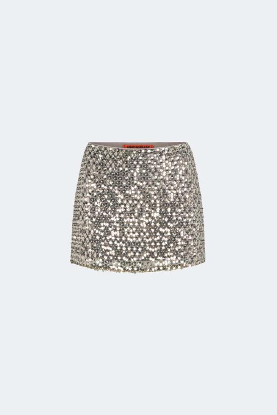  EMBELLISHMENT 숏 스커트 사이먼 밀러 디지 스팽글 스커트 새틀라이트 실버 - OTHER BRANDS
