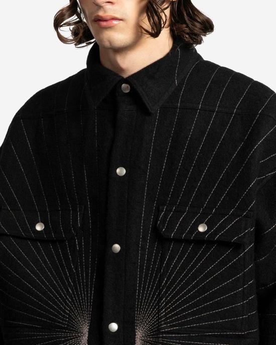  릭 오웬스 긴팔 셔츠 오버사이즈 아우터 블랙/더스트 - RICK OWENS